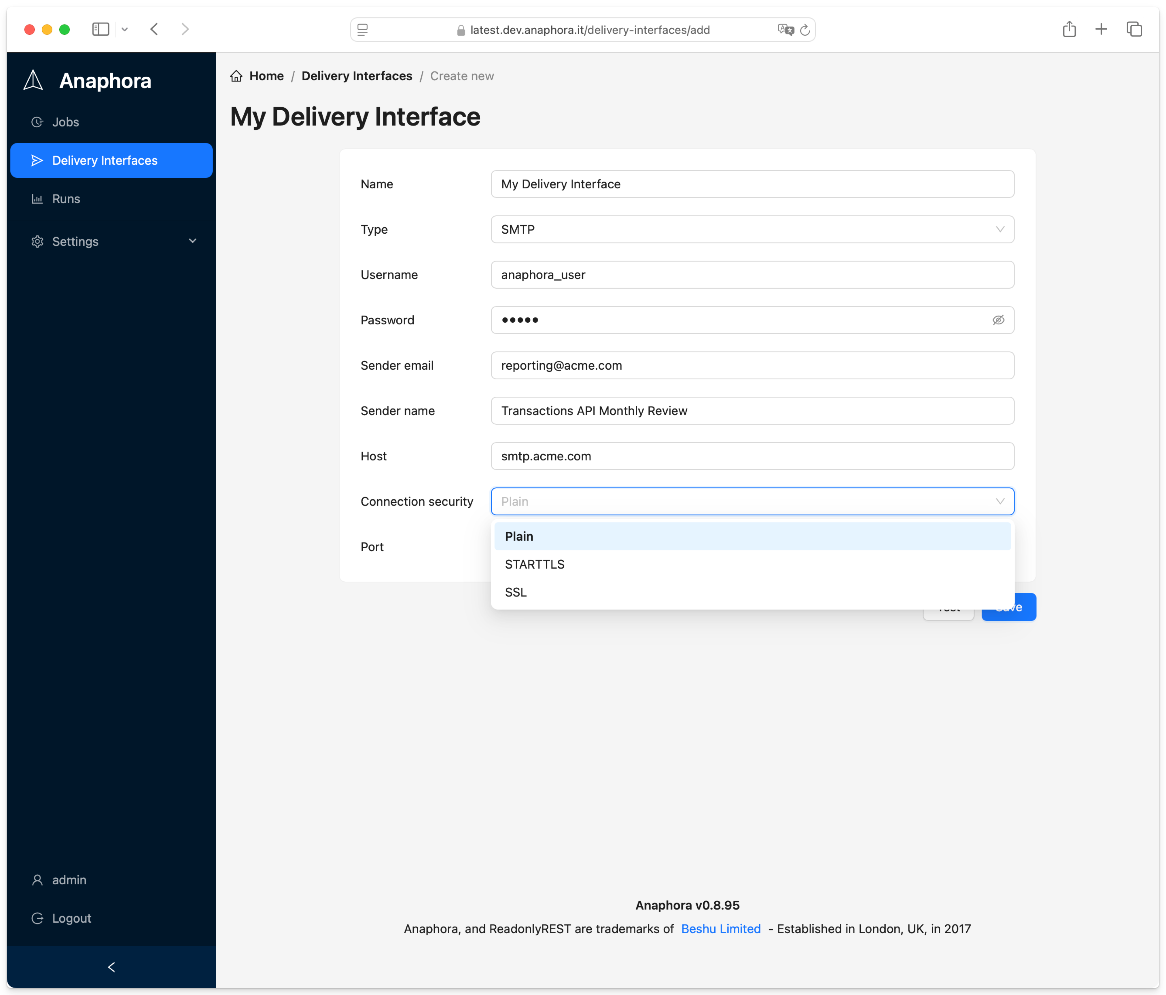 Anaphora Delivery Interface