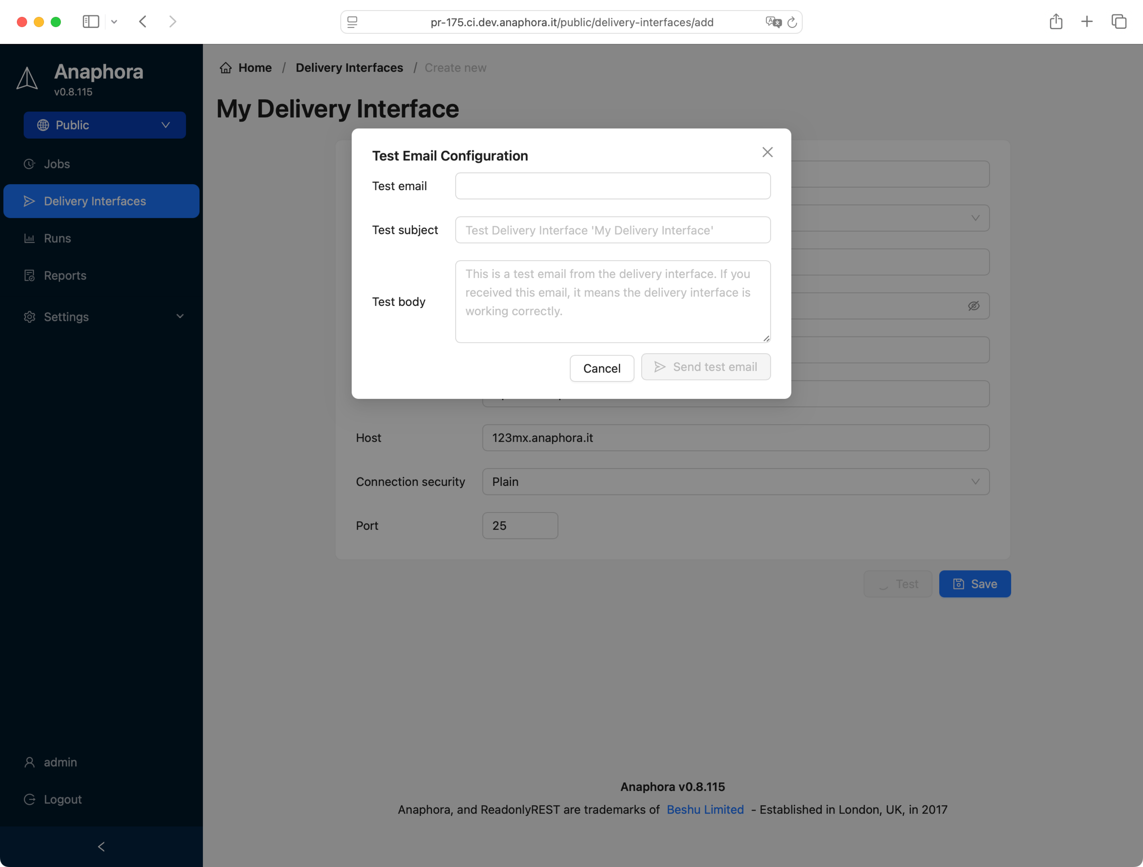 Anaphora Delivery Interface