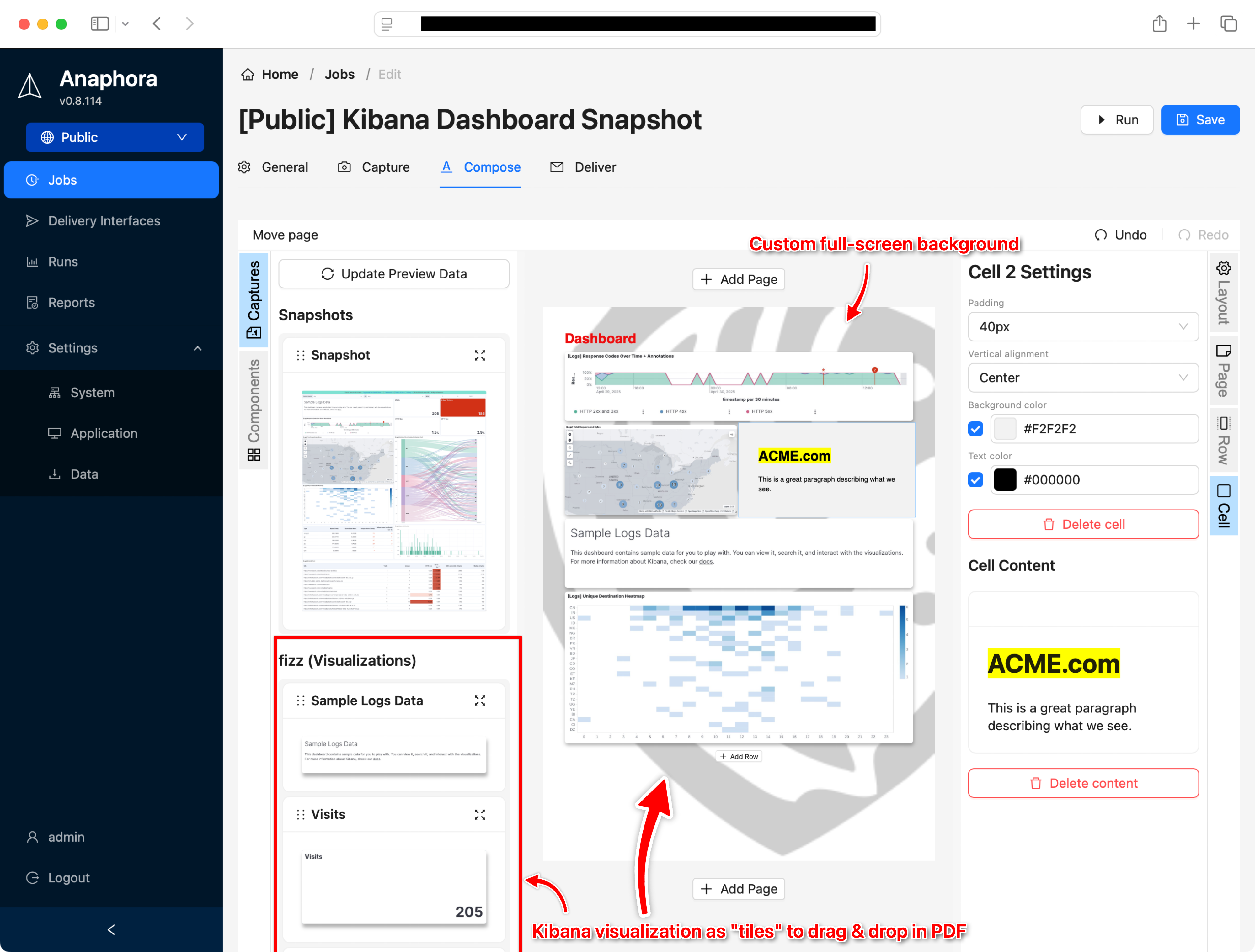 Dashboard to "tiles" & advanced PDF composer